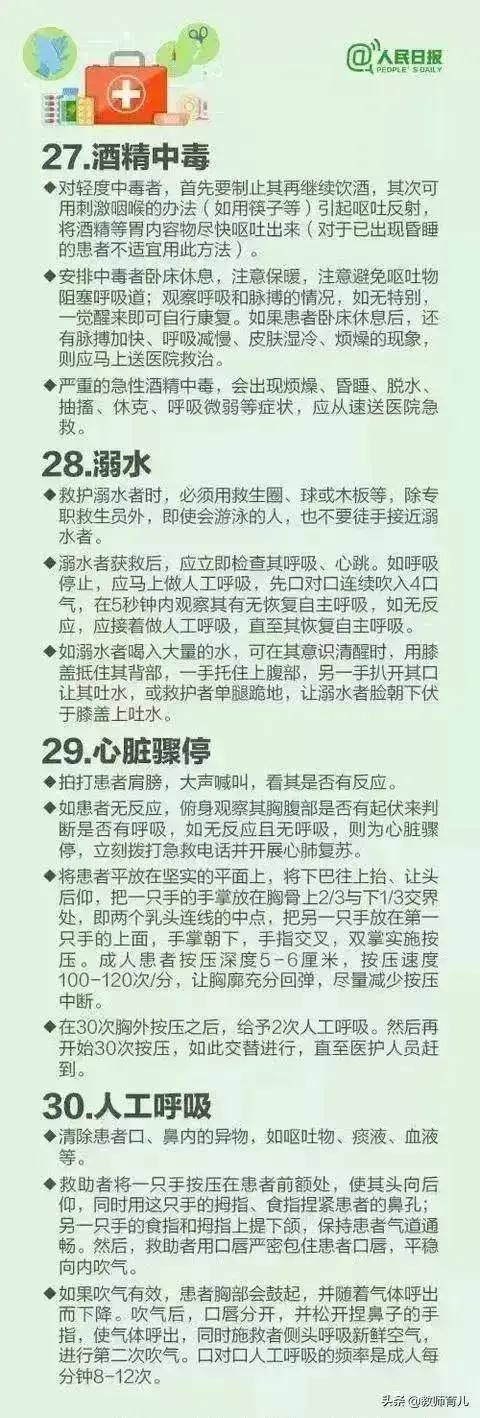 蜜蜂|@所有人，30个急救常识，值得收藏！