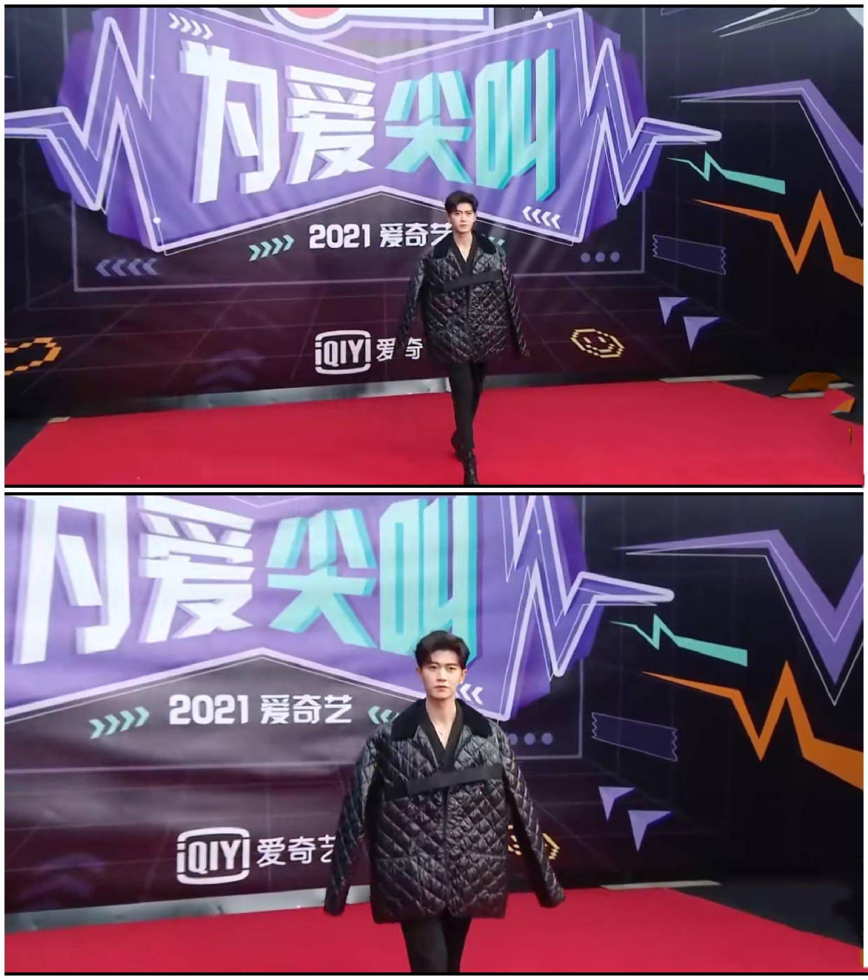 黑色|任嘉伦最新红毯照！身穿宽袄看着好保暖，V领收腰西装尽显俊美