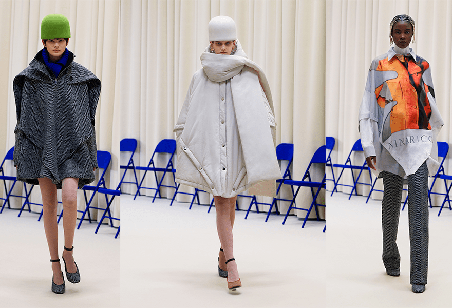 皮鞋|Nina Ricci 2021秋冬,毛皮鞋和斗帽,让简约服装更多一些变幻莫测的感觉