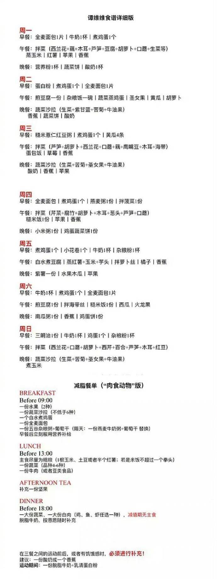 食谱|谭维维减肥食谱又火了？张天爱真正做到了“管住嘴迈开腿”啊