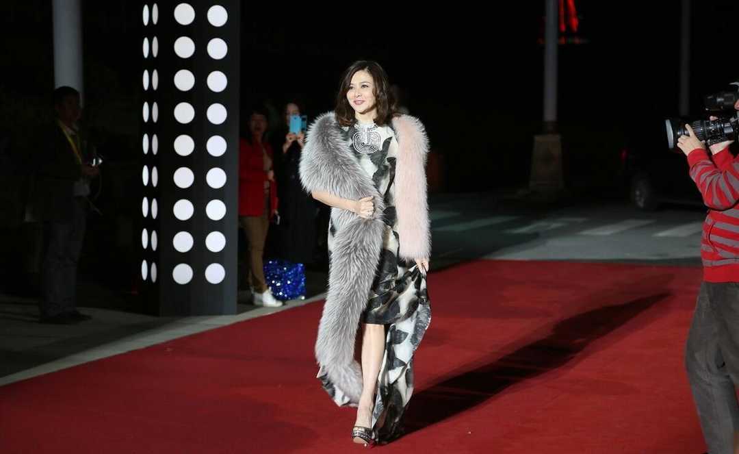 女神|58岁关之琳气质全开，皮草披肩配连衣裙走红毯，高贵又优雅