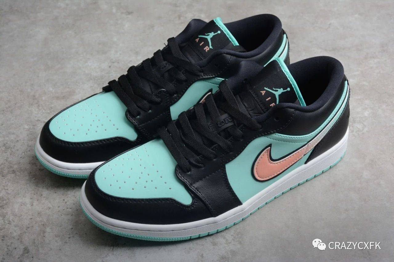 乔丹 air jordan 1 low tropical twist 黑绿渐变蒂芙尼低帮运动鞋