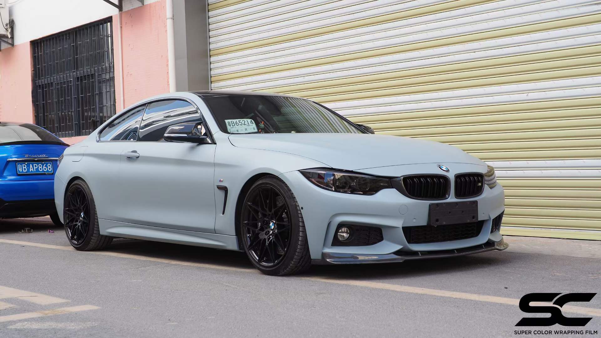 宝马3系全车sc改色膜战舰灰