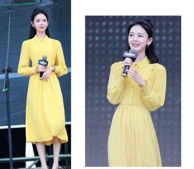 身材 陈瑶168cm身高是优势，穿荷叶边裙显年轻，和李智恩撞衫也没有输
