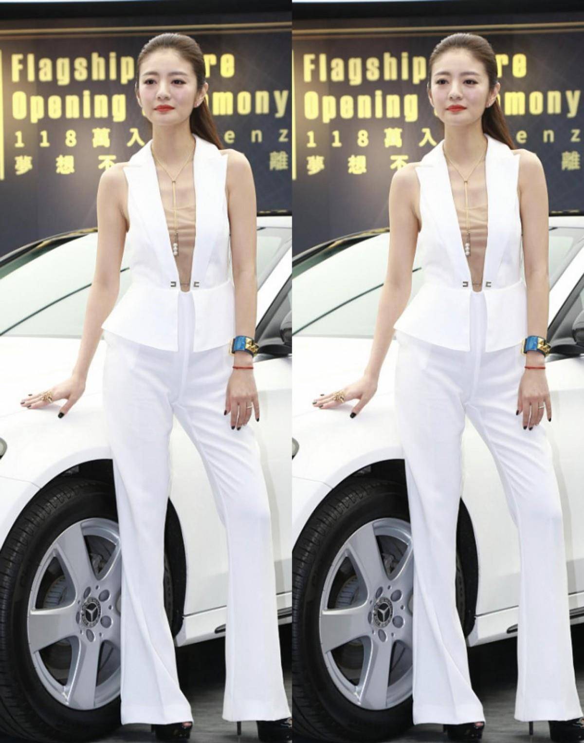 身材 安以轩的身材真不白给，穿着挂脖裙秀曲线，看背面感觉更撩人