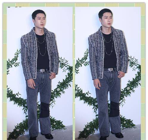 黑色 王一博短发造型很奇特,垫肩服装看着也很奇怪,差点不敢认