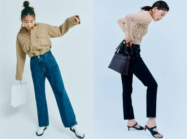 右图 秋冬，离不开经典牛仔裤，如何才能穿出看起来更时尚的效果