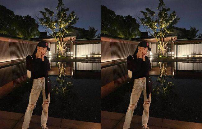 黑色 潘玮柏老婆真是“架子”身材,穿短上衣配破洞裤,好有女团气质