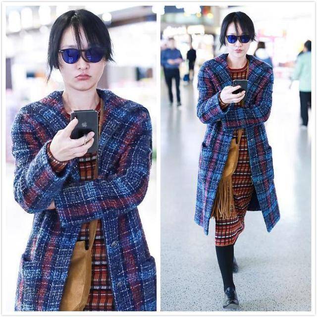 颜色 周迅的气场真是没谁了,两件格纹服装叠着穿,又花俏又帅气