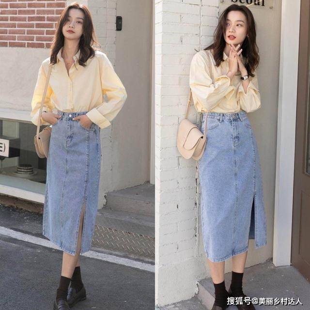 面料 今年流行的“牛仔半裙”,很适合30岁的女人,照着穿优雅又洋气