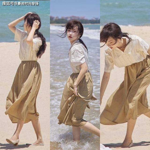 刺绣 初秋有一种穿搭叫：衬衫+半裙，温婉大气很有女人味，气质不俗