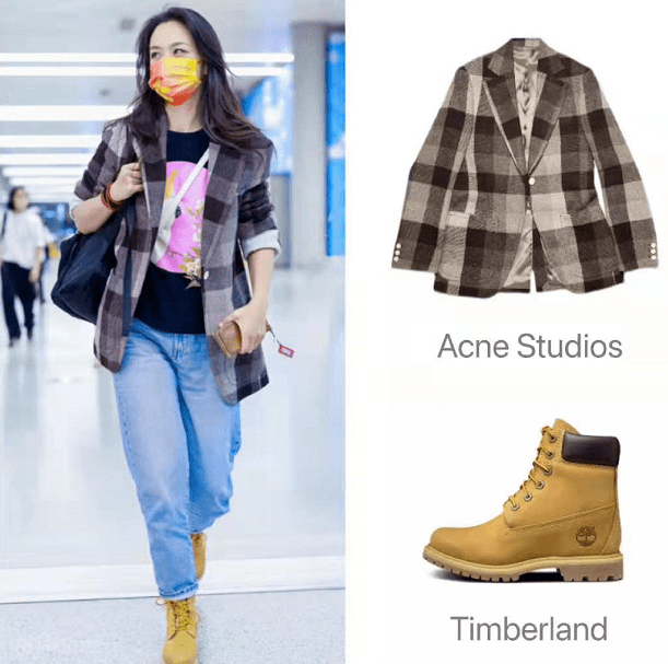 色彩 汤唯脱下礼服赶飞机！穿格纹西装戴中国红口罩心情大好，颜值绝了