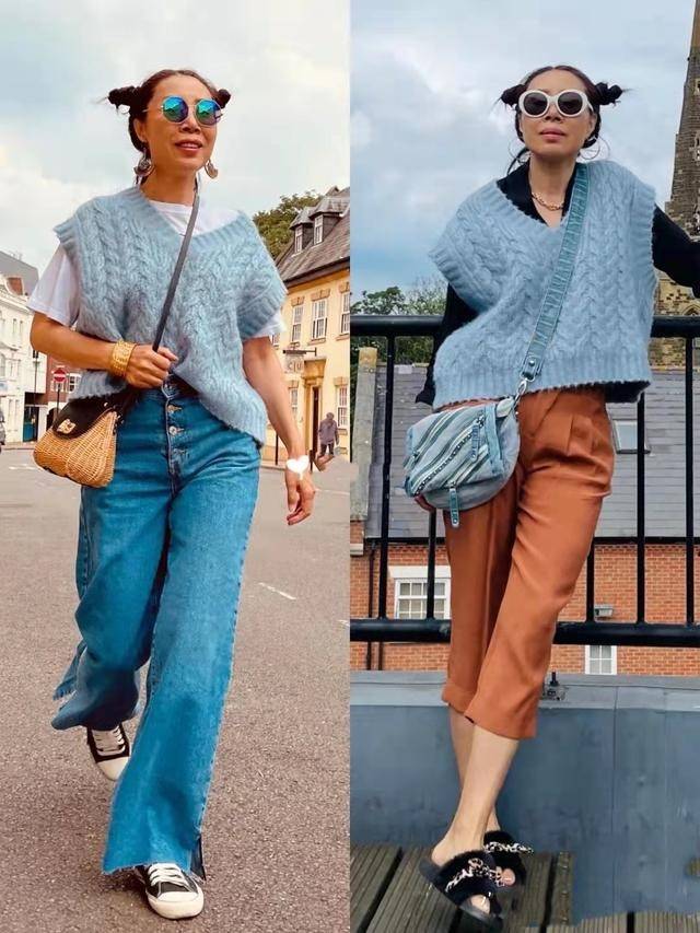 蓝色 想要“穿得美”从色彩入手，这3种色彩搭配方式，可低调可奢华