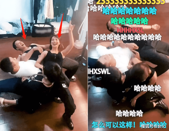 笑容韩庚老婆和3个异性玩游戏！躺老公大腿满脸笑容，穿短背心身材好辣