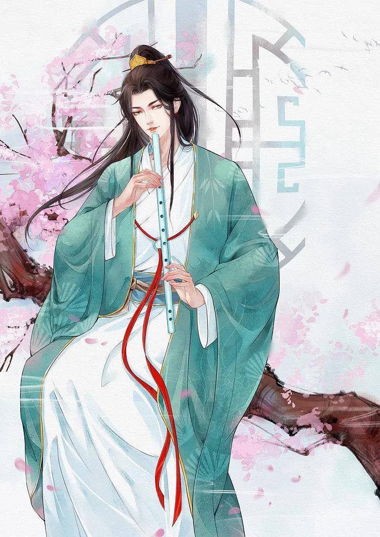 帅气的绿衣古风美男壁纸