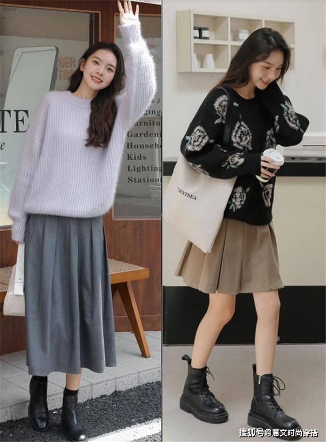 身材 最近火了一种穿法：毛衣+半身裙，照着穿洋气显瘦，温暖整个冬天