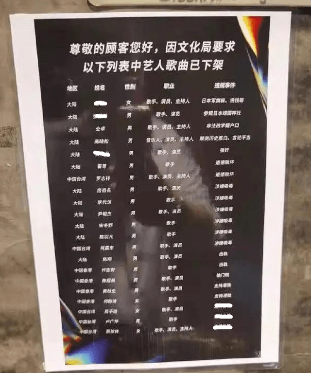 内地|多家KTV下架劣迹艺人歌曲，蔡依林风波后发声，粉丝否认歌曲下架