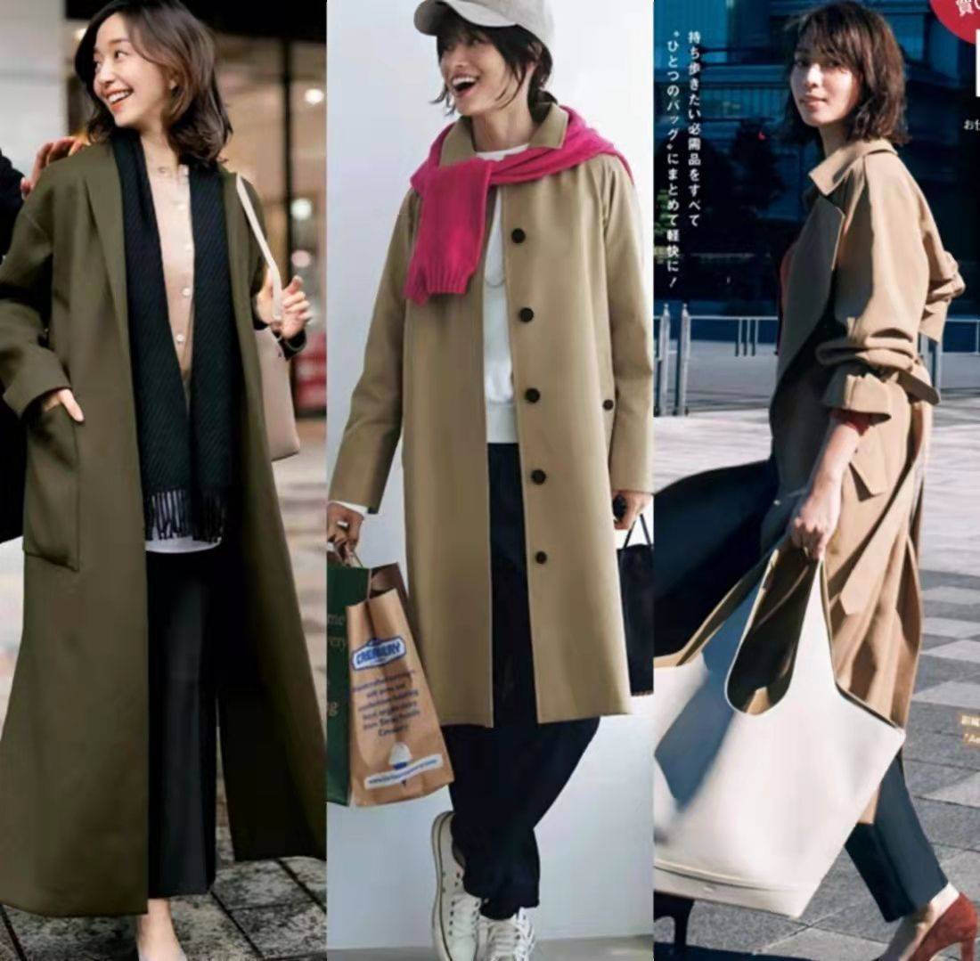 黑色 秋冬长大衣不一定配半裙，搭这四条裤子更保暖，不露腿也很时髦