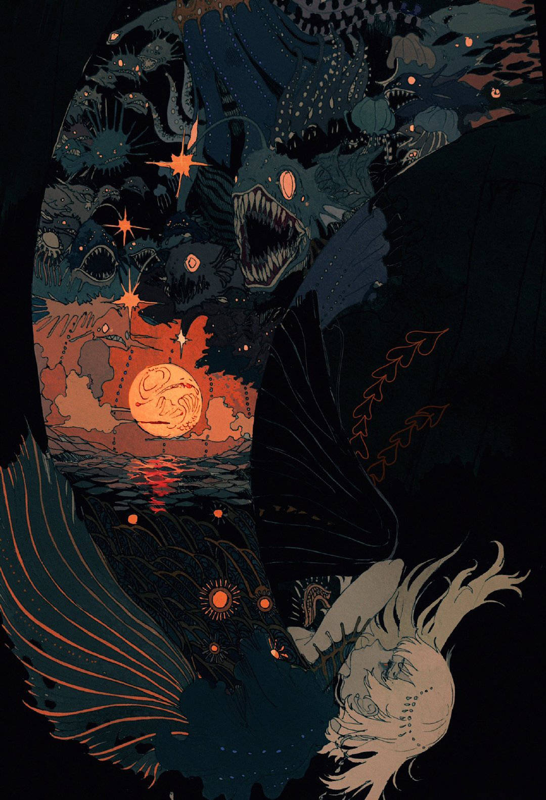 幻想 平涂风格的幻想系人物插画,每一幅作品都似乎在讲故事