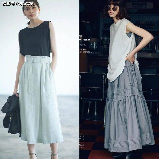 夏天 很适合职场女人的穿搭：长上衣+半身裙，时髦优雅，还很显高级