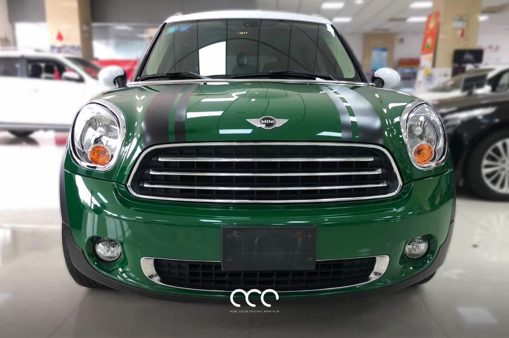 宝马mini全车漫彩改色膜亮森林绿