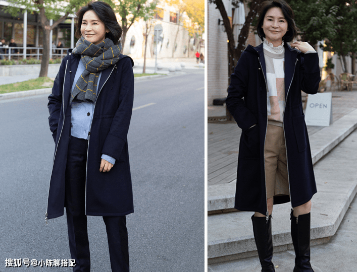 显得 这才是50岁女人该有的大衣打扮，保暖又高级，妈妈们可以照着穿