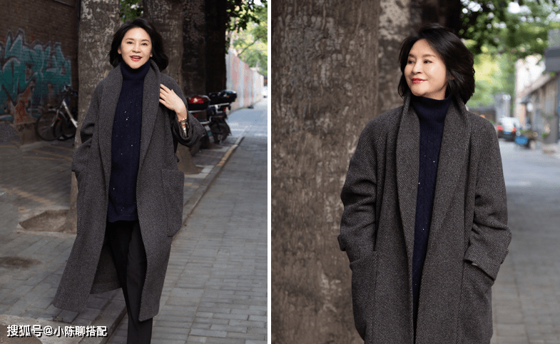 显得 这才是50岁女人该有的大衣打扮，保暖又高级，妈妈们可以照着穿
