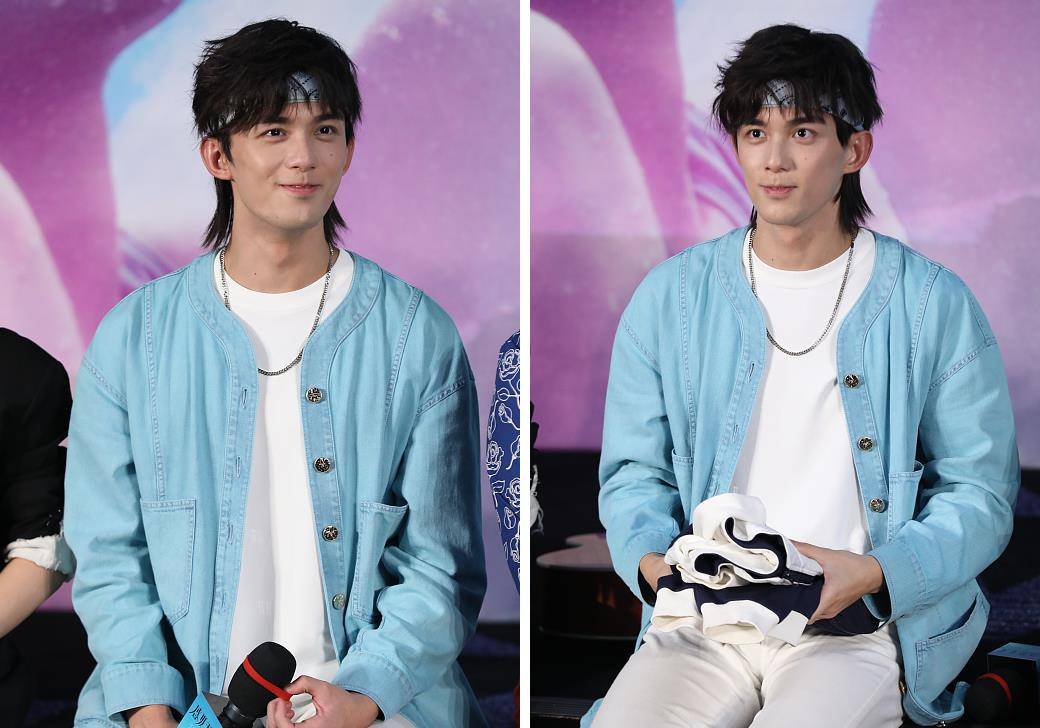 真挺帅 吴磊“狼尾”造型真挺帅，白T配蓝色发带又奶又帅，真挺有魅力