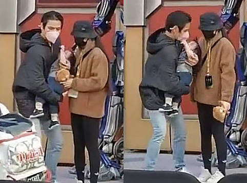 连向太|郭碧婷陪女儿坐旋转木马，向佐在旁暖心保护，两人逗女儿玩乐画面温馨