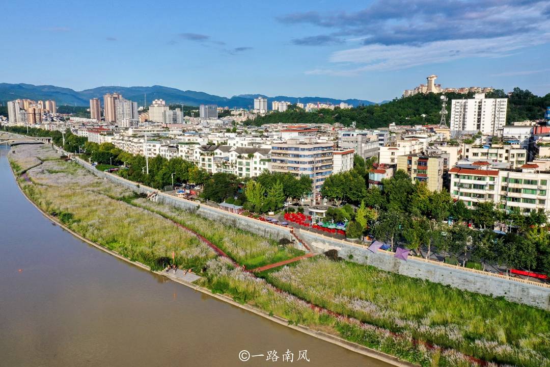 栈道|四川广元冷门景点，网上难以查到资料，芦苇林映衬城市建筑美如画