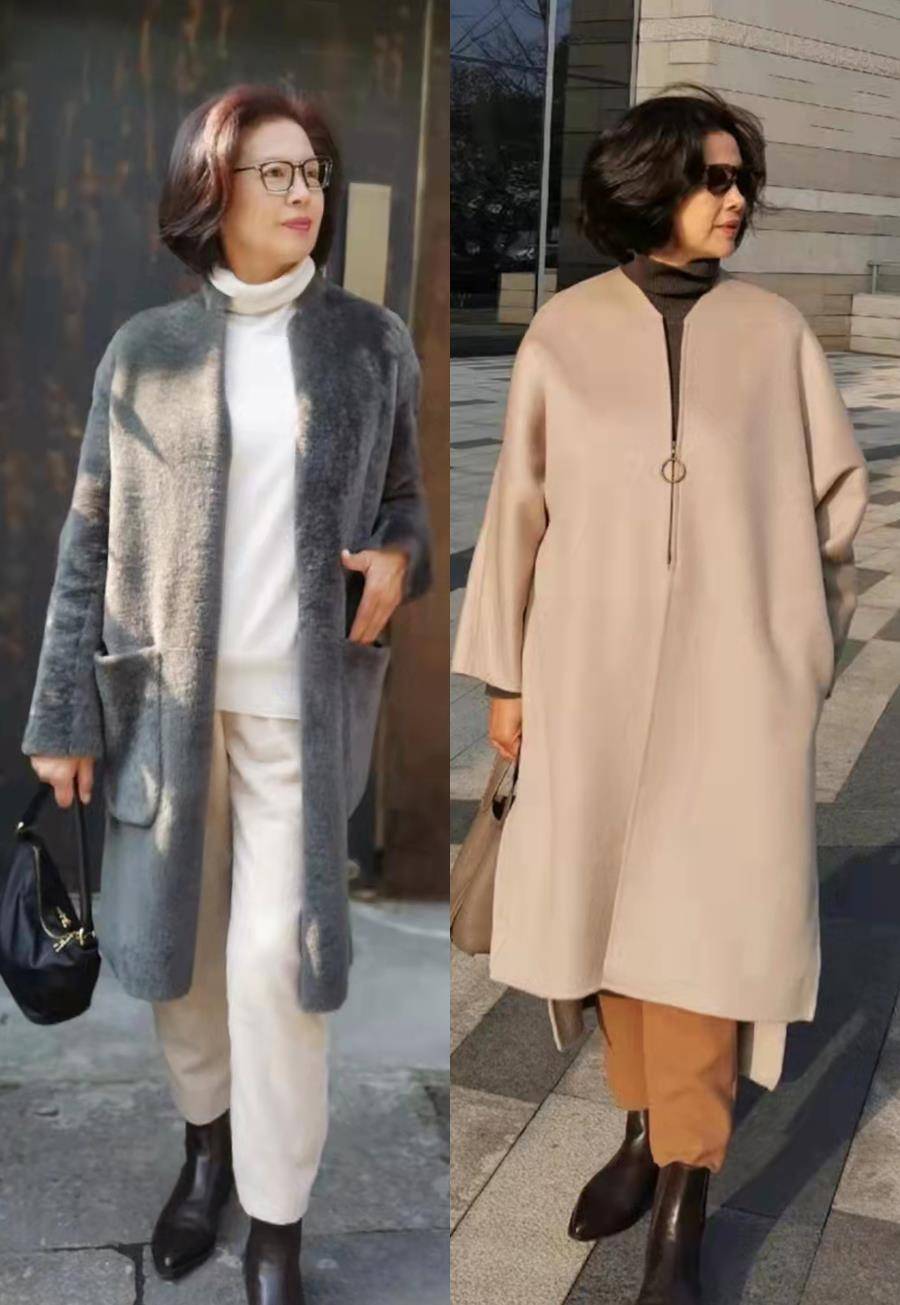 黑色 “呢大衣、小脚裤”才是五六十岁女人应有的秋季打扮,优雅太气质