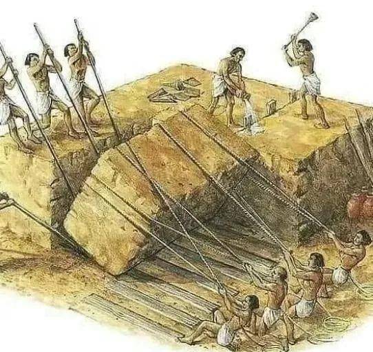 金字塔搬运巨石的图解图片