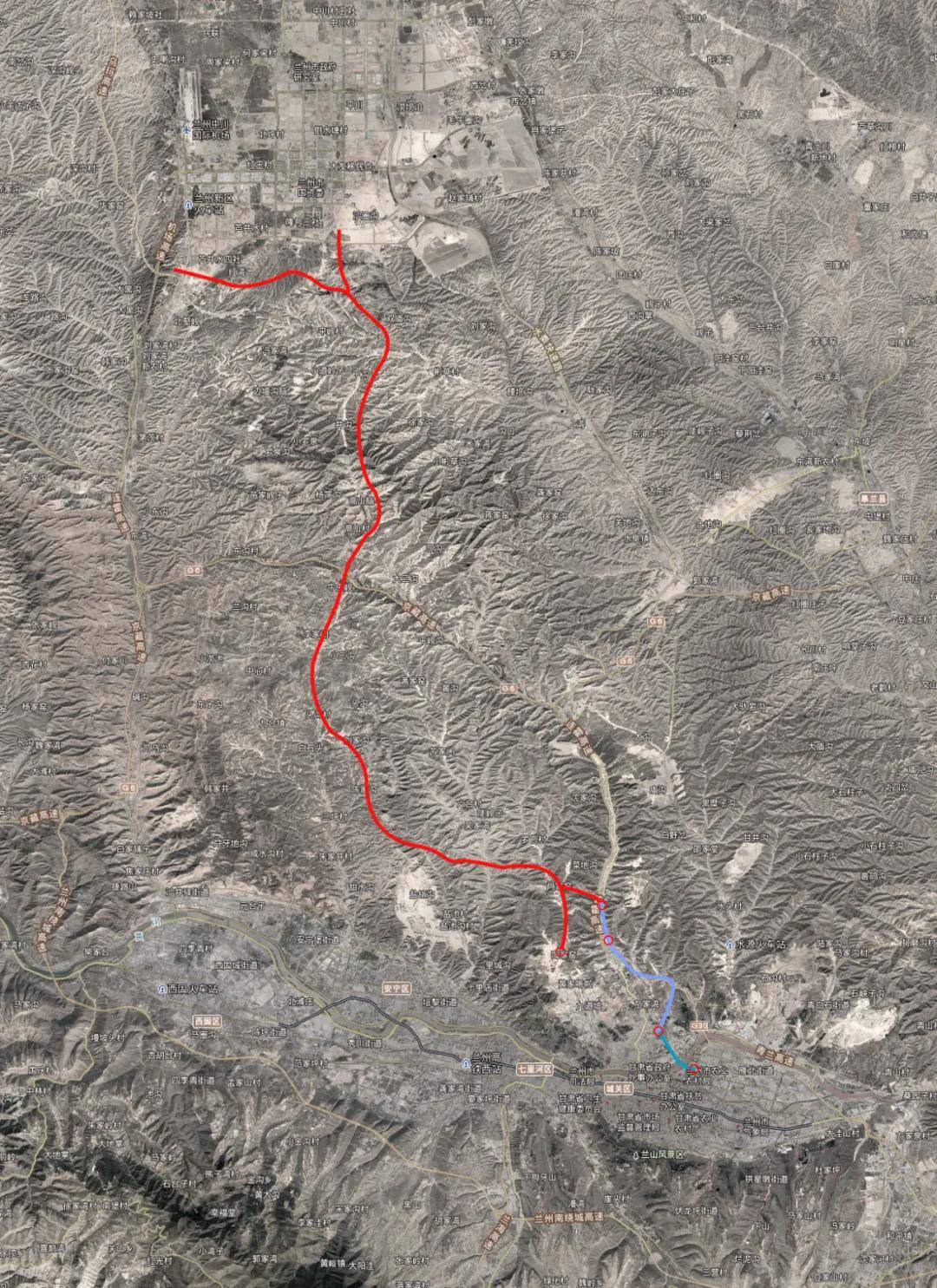 连接线整体路径 制图08指兰针中通道南延线公路工程是兰州中通道通