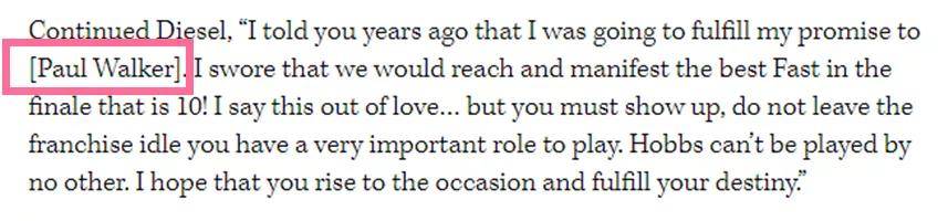 巨石|消费保罗沃克？范迪塞尔邀巨石强森演《速激10》，称对方小兄弟