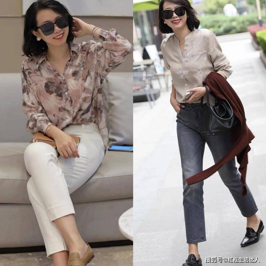 条纹 三四十岁的女人这样穿才正确，留有空间感的衣着款式最好，舒适自在