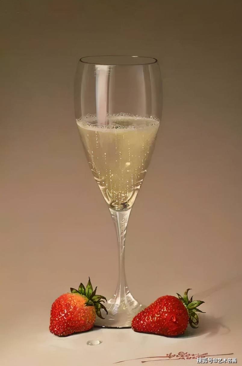 西班牙超写实画家javiermulio的透明玻璃杯具油画作品