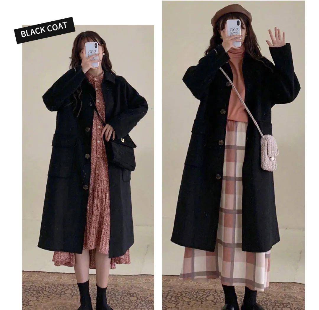 黑色 我的天啦！你穿“大衣＋半裙”的样子，真的美到窒息！