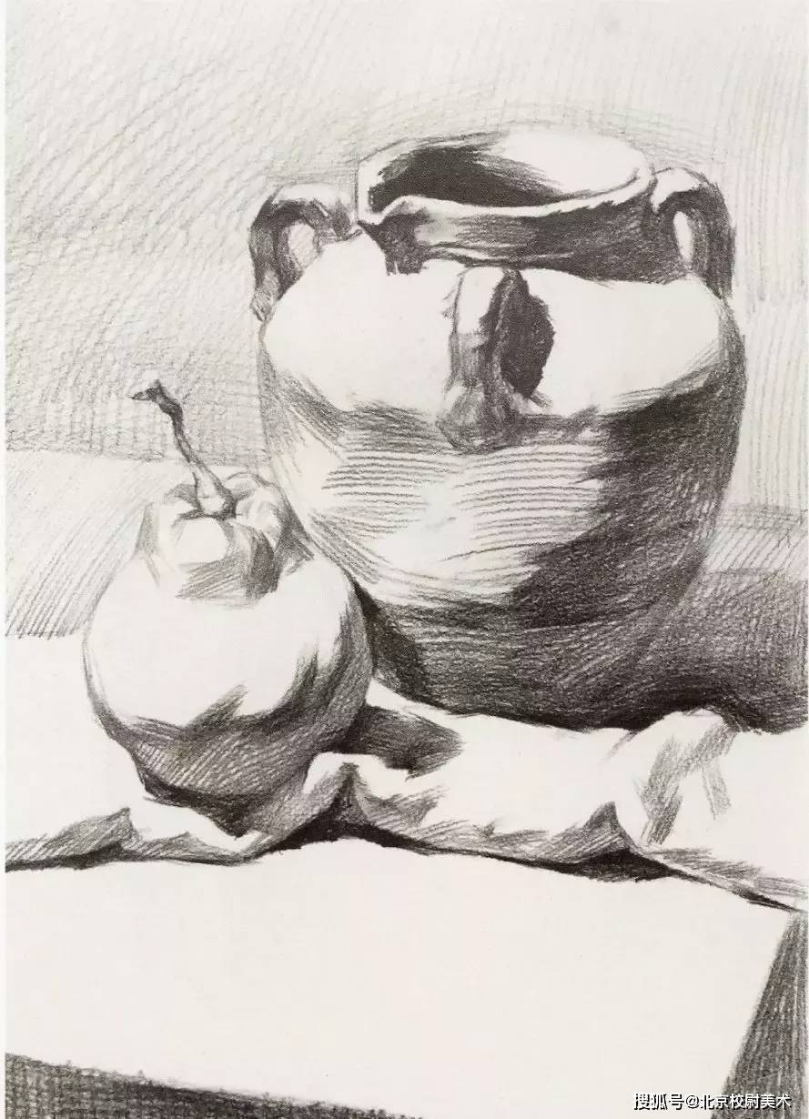 校尉美术素描静物组合临摹素描小组合绘画步骤解析