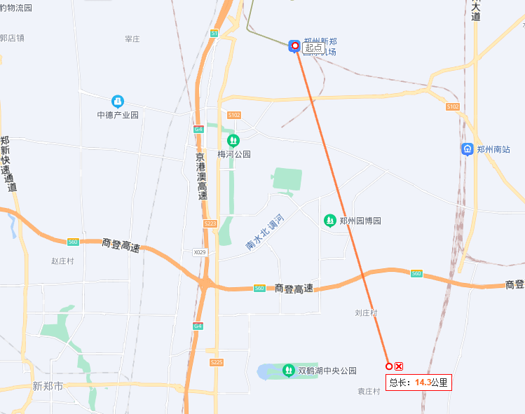 根據百度地圖,兩宗地塊距離新鄭機場約15公里,位於鄭州航空港區的東近