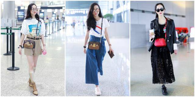 黑色 36岁韩雪黑超遮面走机场，衬衫搭配短裤随意休闲，甘蔗腿实在惊艳