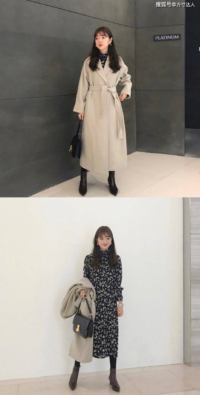 呢子 女生秋季穿搭分享，外套和内搭配在一起时尚，脱了外套也能美美哒