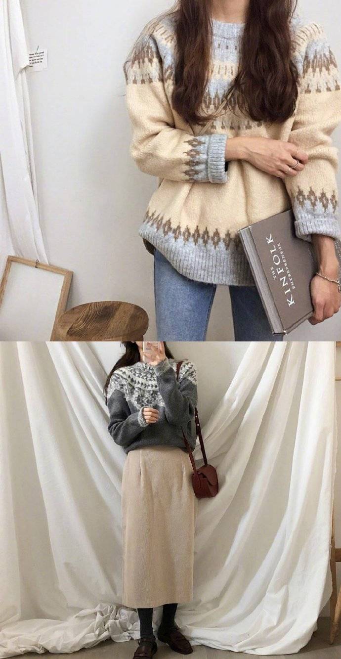 颜色 小个子女生的秋冬甜美穿搭，棉花糖毛衣配毛呢裙，慵懒温暖又日常