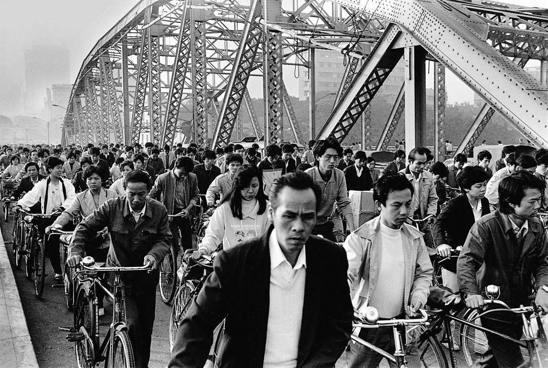 海珠桥单车大军图片
