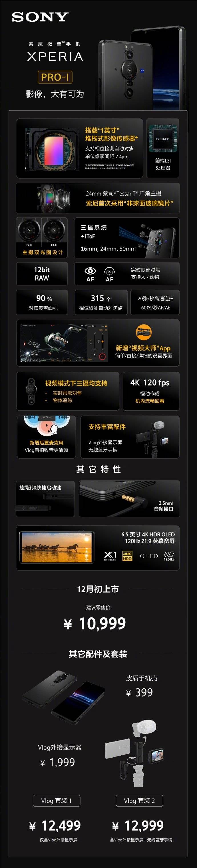 功能|1英寸黑卡同款大底 索尼Xperia PRO-I开售：10999元