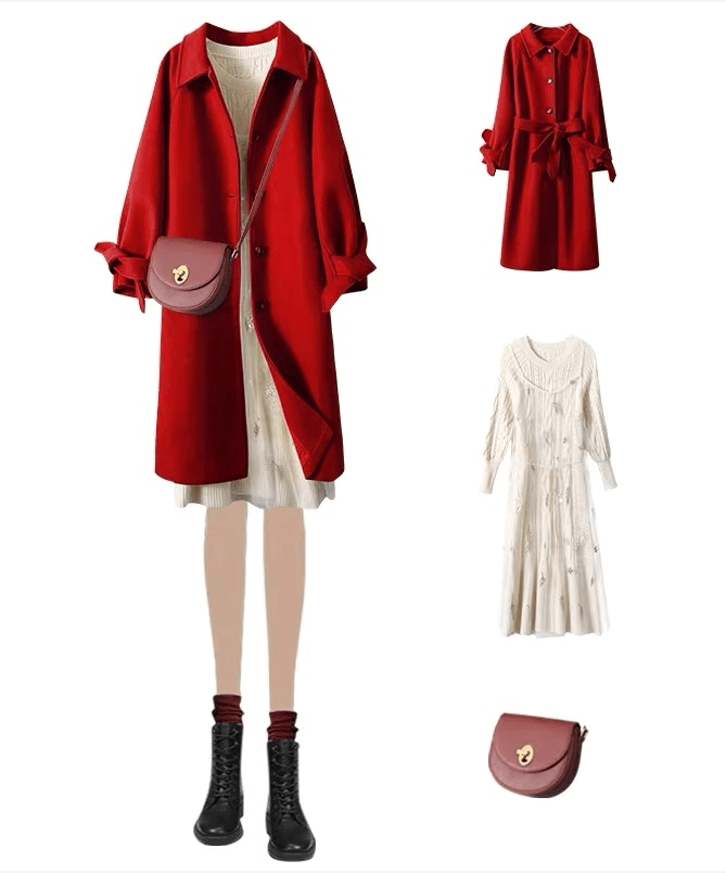 黑色 跨年拜年见家长穿搭,甜美保暖两不误