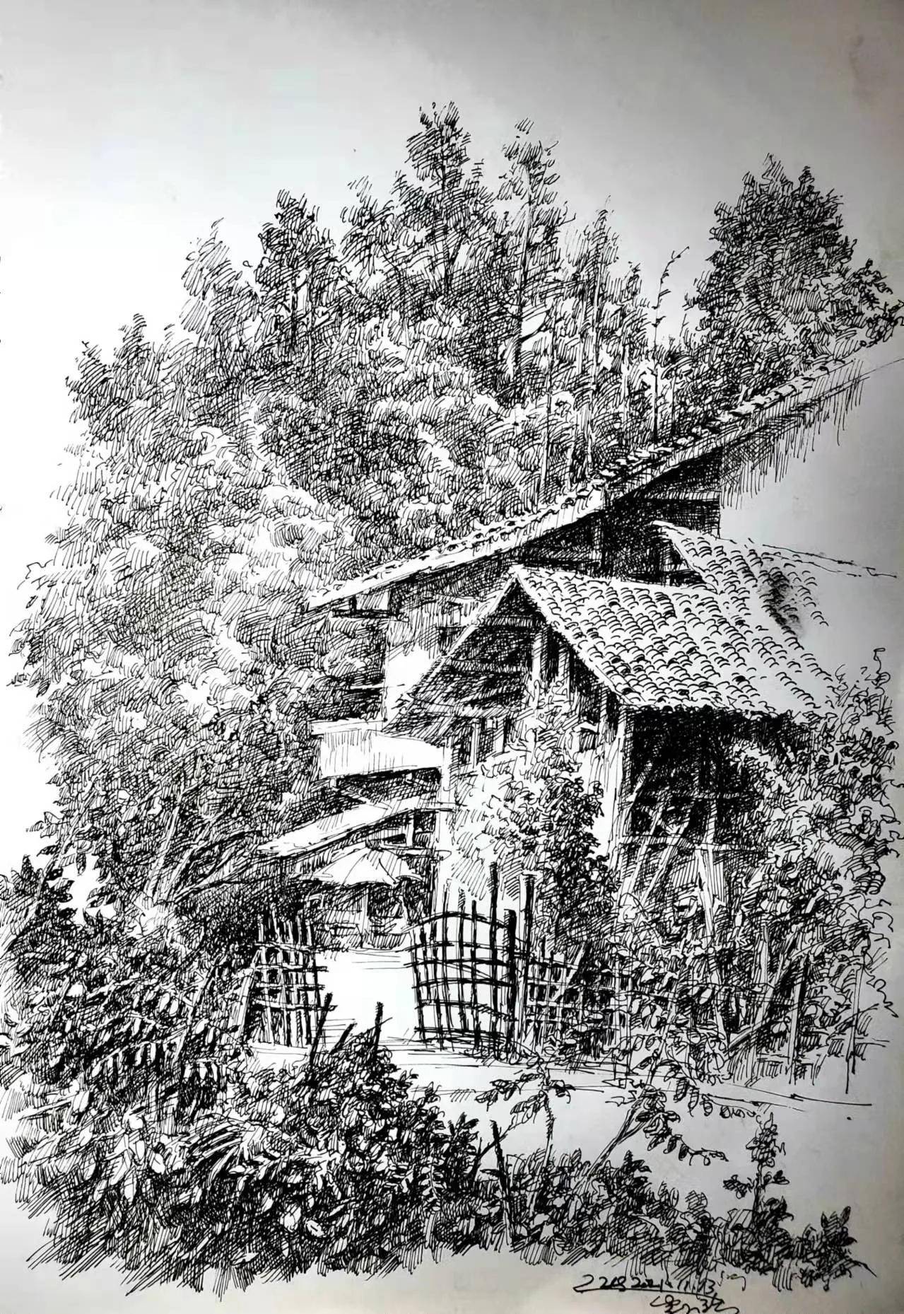 黑白是永恒的经典,李正强先生写生作品分享_声音_部分_千年