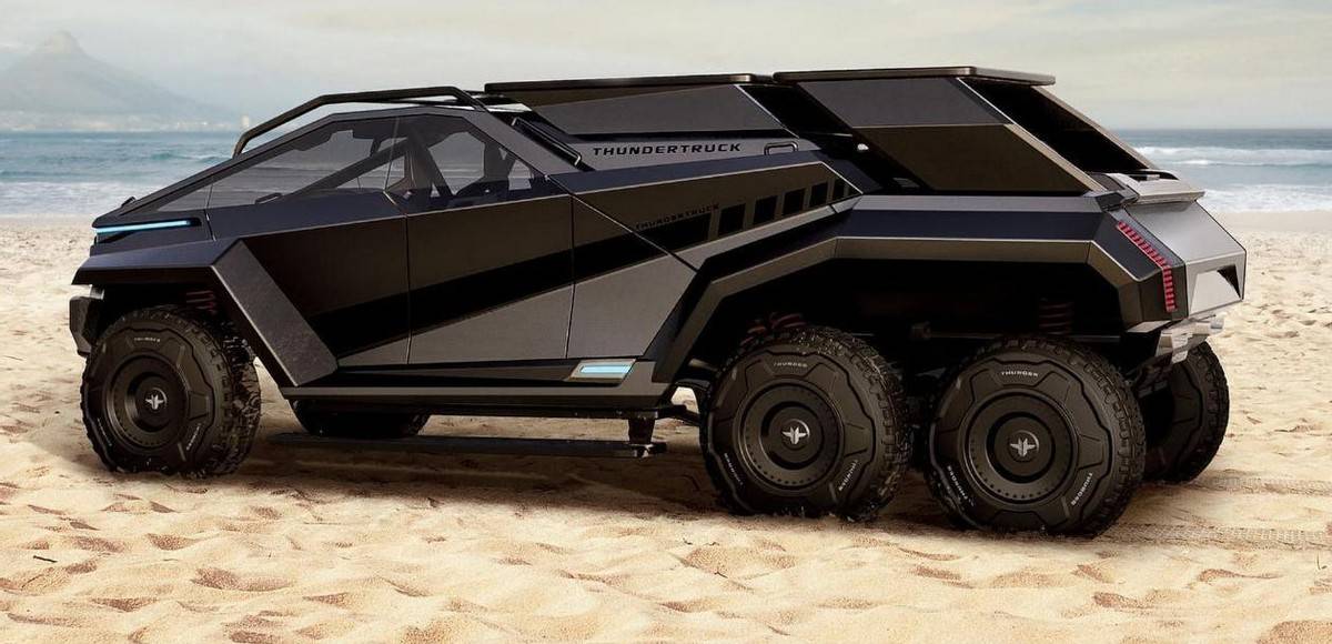 电动皮卡thundertruck比cybertruck还硬核的装甲猛兽