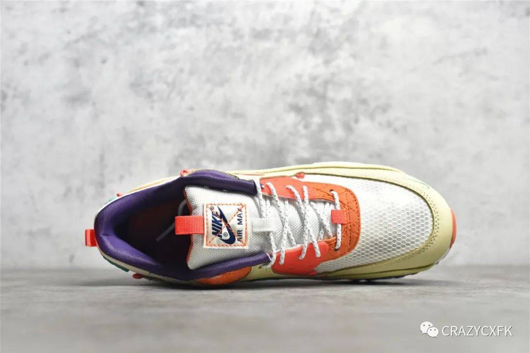 耐克nike air max 90 trai 彩色拼接奶酪黄气垫运动鞋_缝线_纹理_鞋带