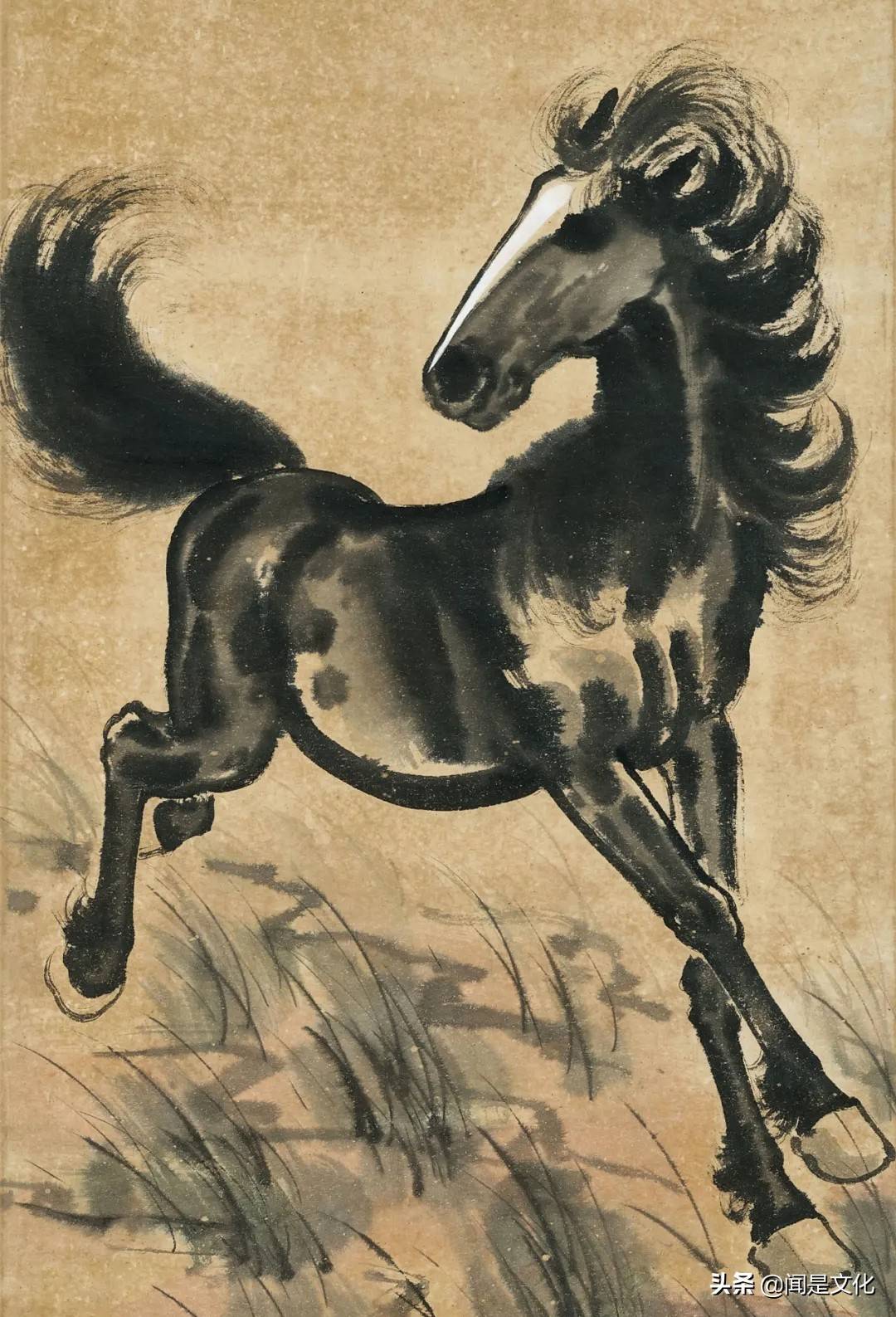 品国画 | 徐悲鸿《奔马》和李可染《春雨江南》