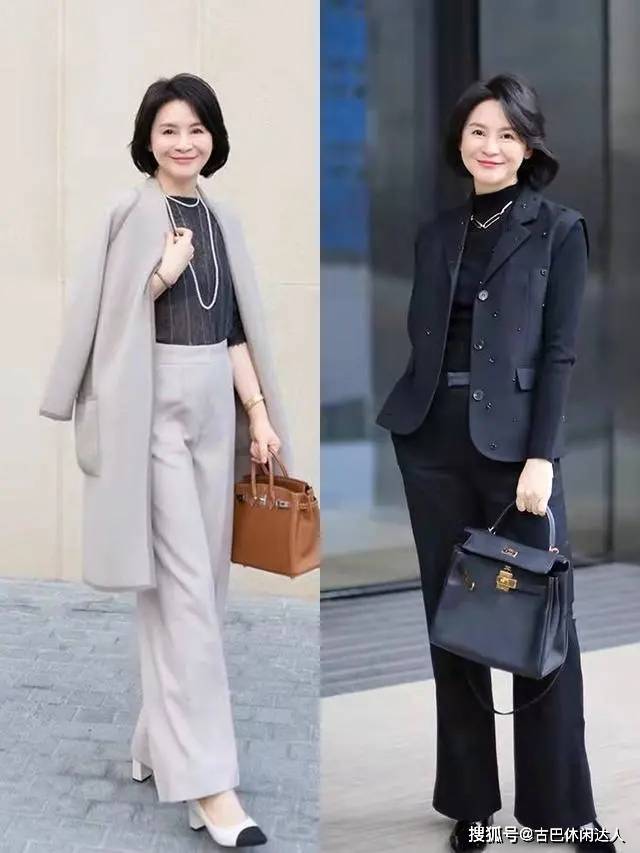 色彩 “羊绒衫+小脚裤”太美了，50、60岁过年这么穿！散发浓浓女人味